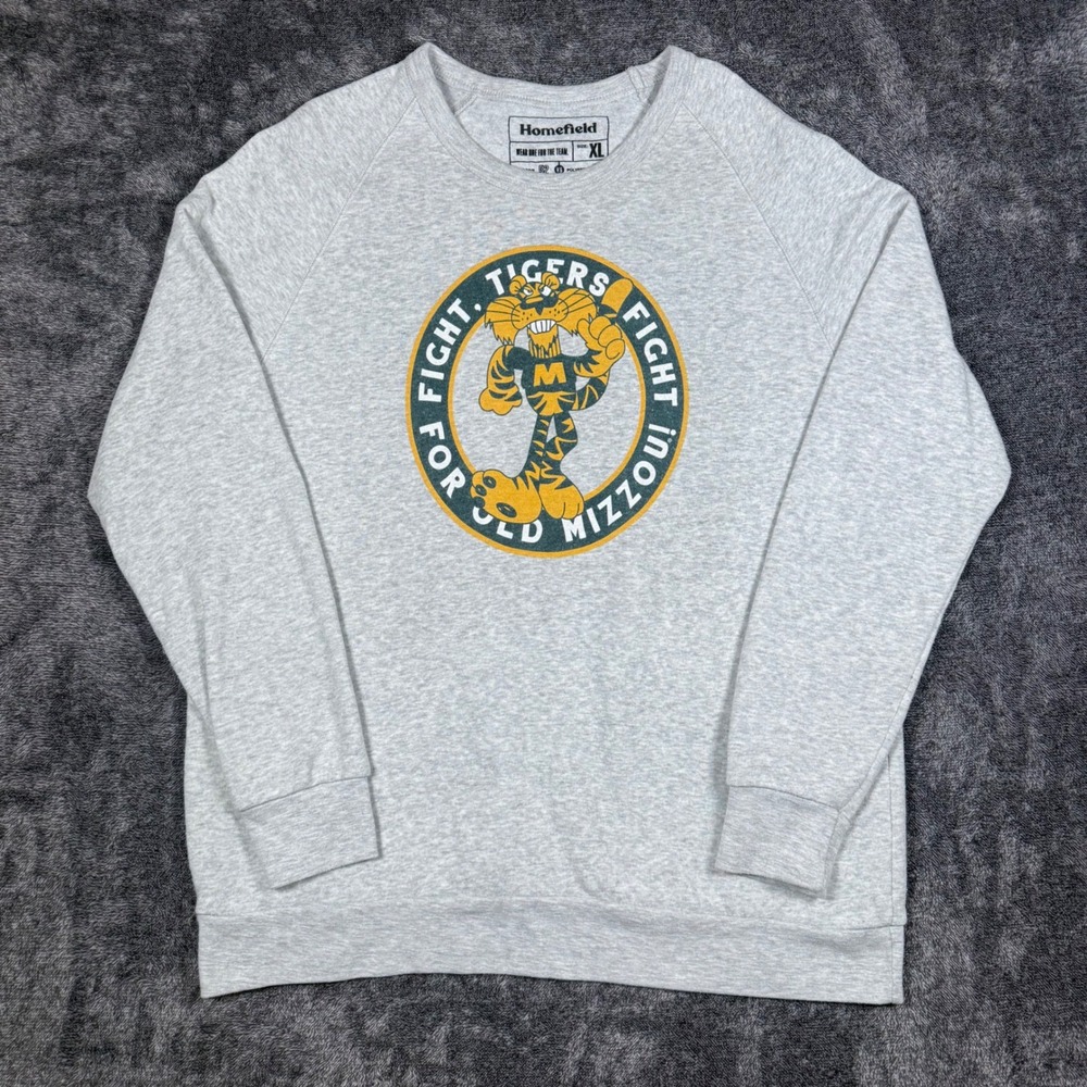 Homefield Missouri Tigers Mizzou Sweatshirt XL Gray Vintage Style Fight Tigers
